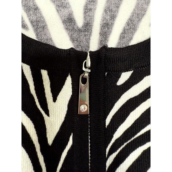 White House Black Market Zebra Print Zip Front Cardigan, Size M - Picture 4 of 7